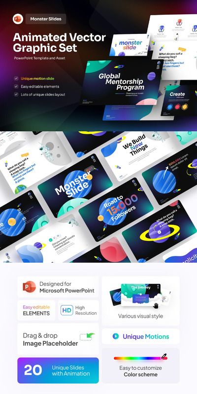 动画矢量图形PPT模版 (PPTX)