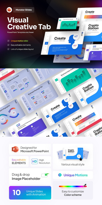 视觉创意选项卡 PPT模版 (PPTX)