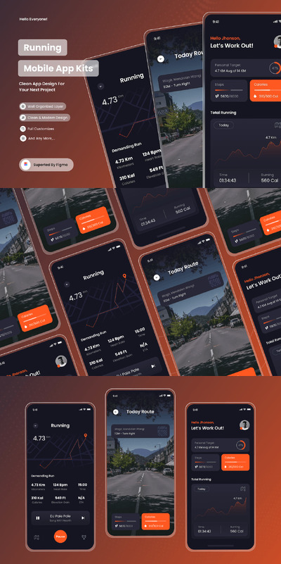 跑步应用 App UI Kit (FIG)