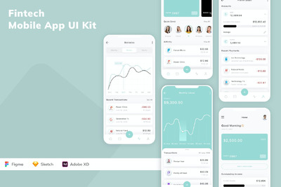 金融科技移动应用 UI 套件 (SKETCH,FIG,XD)