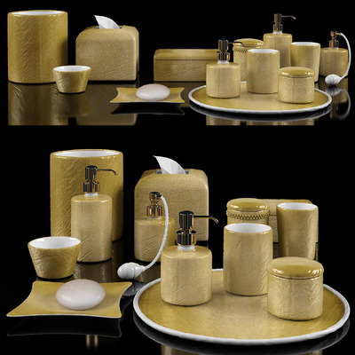 纸巾盒 肥皂盒 皂液分配器等系列浴室配件组合3D模型（FBX,MAX）