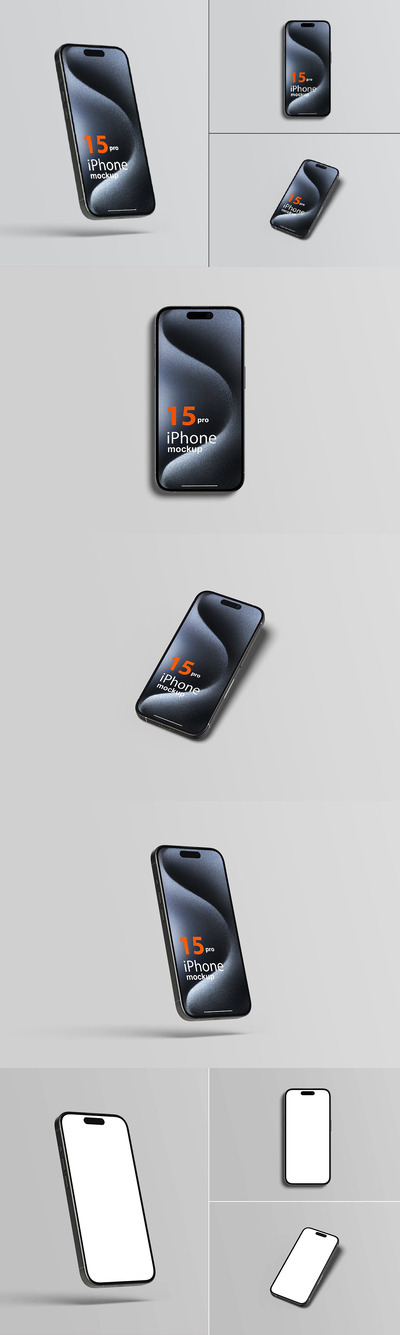 iPhone 15 Pro 样机 (PSD,PDF)