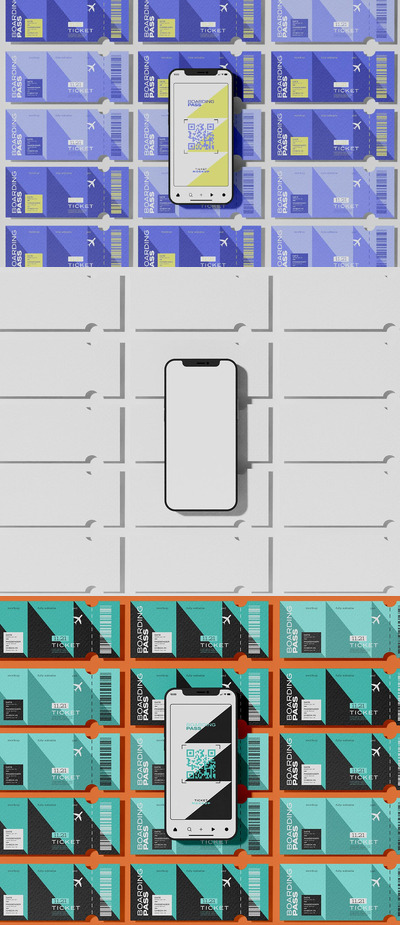 背景样机上带有票证的智能手机 (PSD)