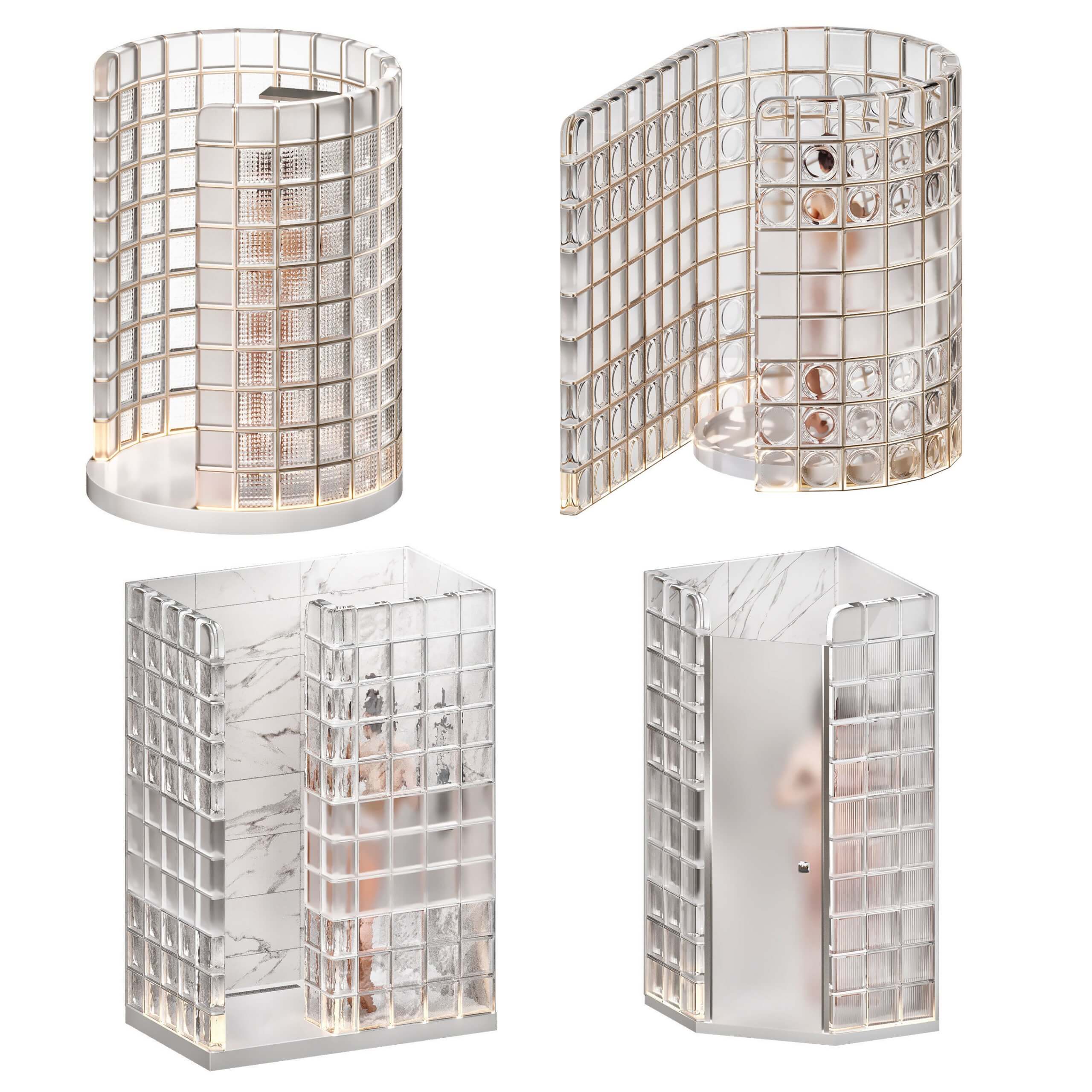 4款浴室玻璃隔挡 淋浴间3D模型（FBX,MAX）