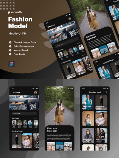 时装模特移动应用 App UI Kit (FIG)