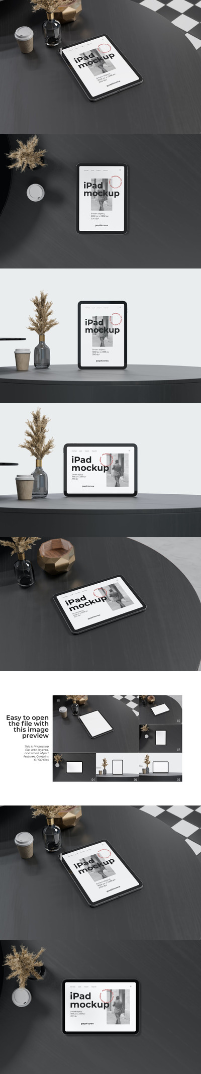 黑色桌子上的 iPad 样机 (PSD,PDF)