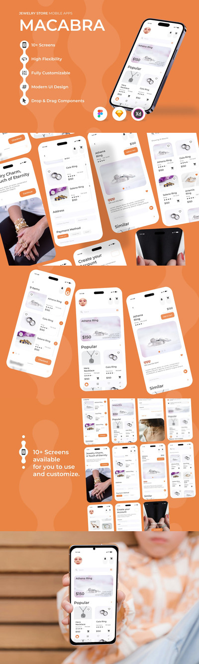 珠宝店移动应用 App UI Kit (FIG,SKETCH,XD)