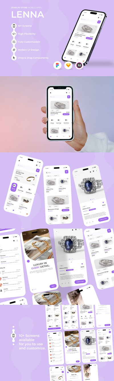 珠宝店移动应用 App UI Kit (FIG,SKETCH,XD)