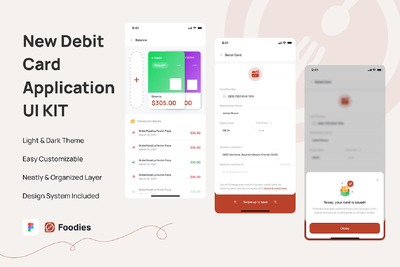 送餐新借记卡 iOS 应用 App UI Kit (FIG)