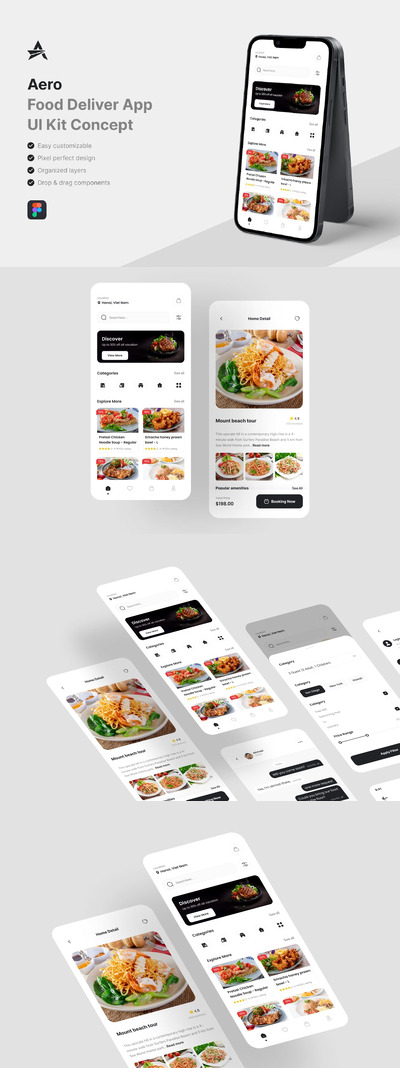 食品配送应用 App UI Kit (FIG)