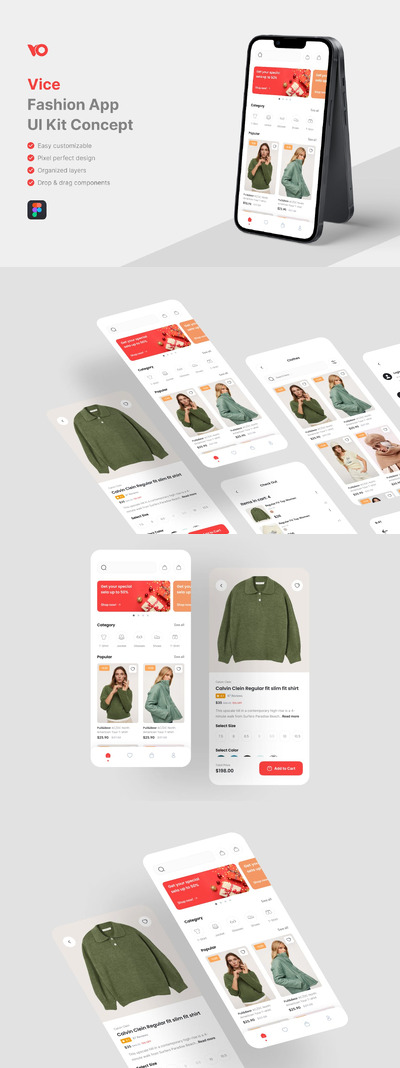时尚电商应用 App UI Kit (FIG)