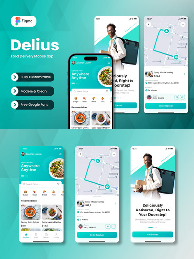 食品配送移动应用 App UI Kit (FIG)