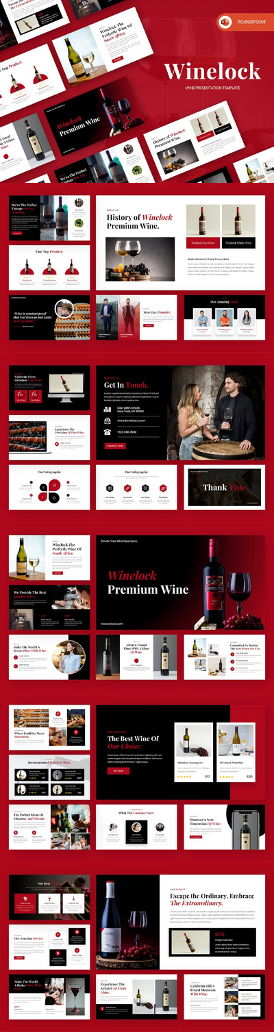 葡萄酒产品展示PPT模版 (PPTX)