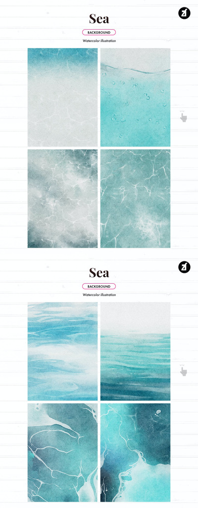 海水彩背景 (PNG)