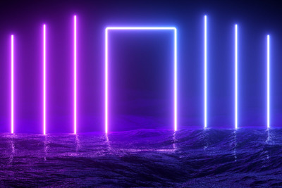 未来派科幻发光霓虹灯 (JPG)