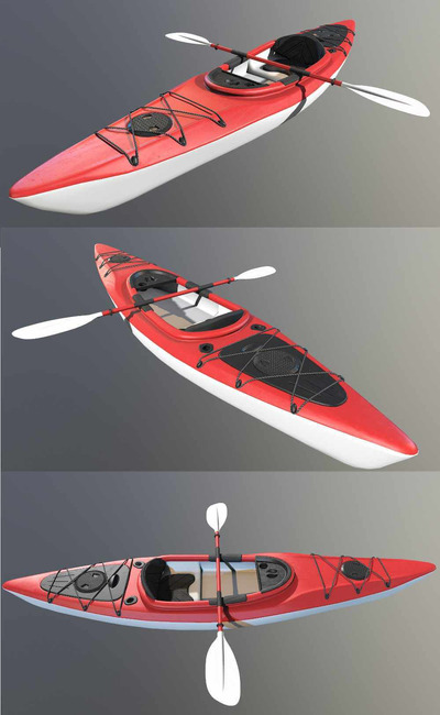 皮划艇low poly 3D模型（OBJ,FBX,MAX）