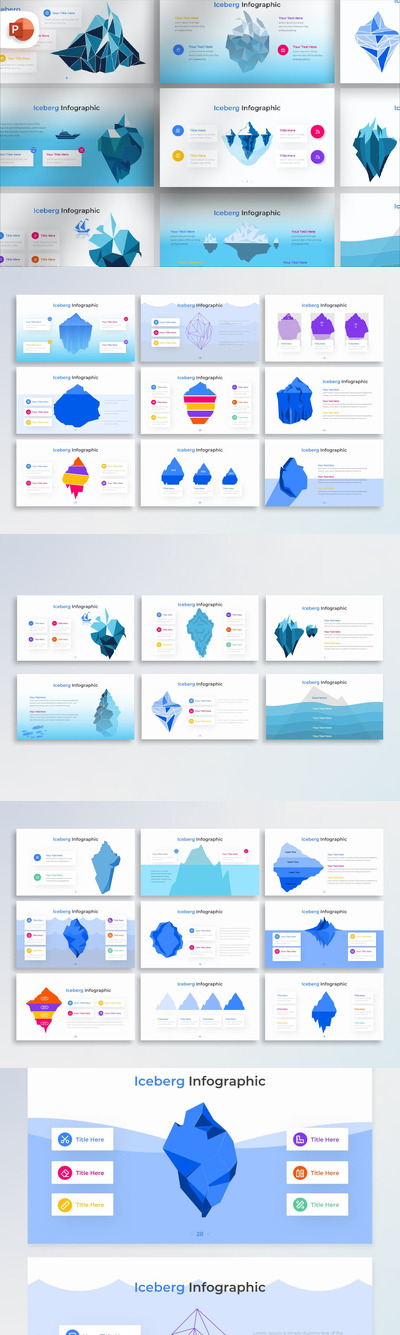 冰山概念图 PowerPoint 信息图表模板 PPT模版 (PPTX)
