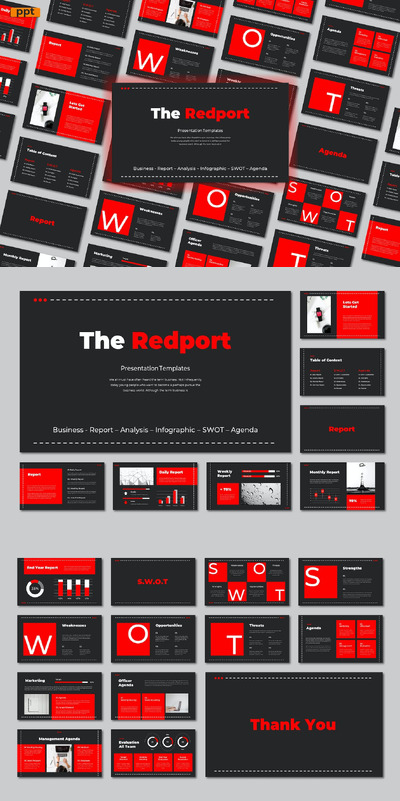 SWOT - 议程 - 信息图 - 分析 PPT模版 (PPT,PPTX)