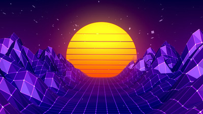 复古合成波背景 (JPG)