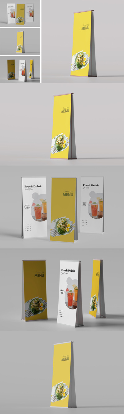 易拉宝横幅样机 (PSD,PDF)