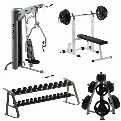 综合训练器 卧推 哑铃等室内健身器材3D模型（FBX,MAX）