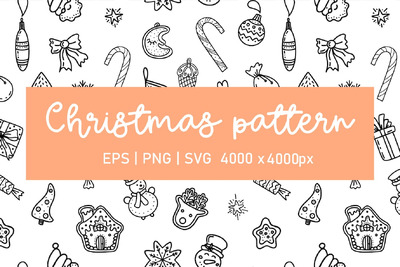 圣诞涂鸦图案 (EPS,JPG,PNG,SVG)