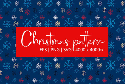 蓝色圣诞图案与雪花 (EPS,JPG,PNG,SVG)