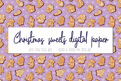 粉色图案与姜饼 (EPS,JPG,PNG,SVG)