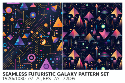 无缝未来银河背景图案集 (AI,EPS)