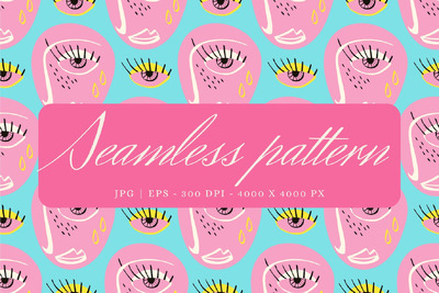 抽象悲伤的面孔图案 (EPS,JPG)