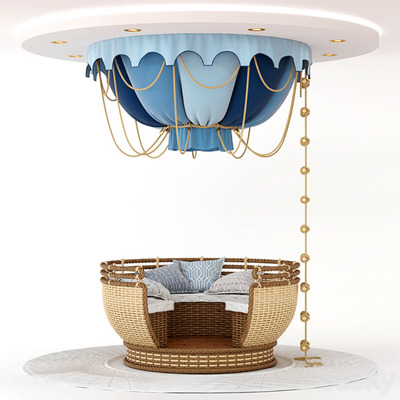 旋转飞椅 柳编旋转杯 游乐场设备 游乐设施3D模型（FBX,MAX）