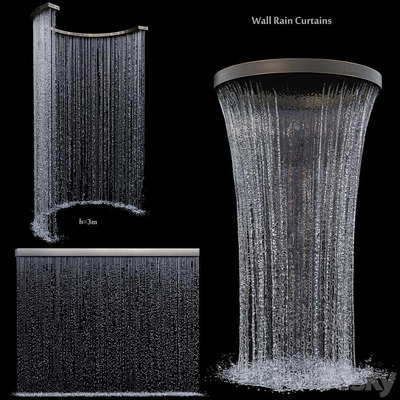 3种水帘瀑布 花园景观3D模型（OBJ,MAX）