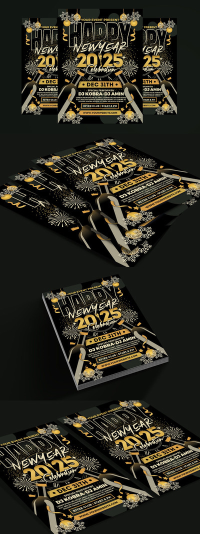 2025 年新年派对庆典传单（PSD）