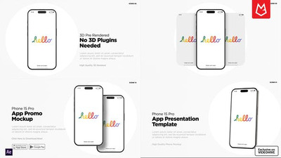 iPhone Pro15 样机包 |应用预览AE视频模版 (AEP)