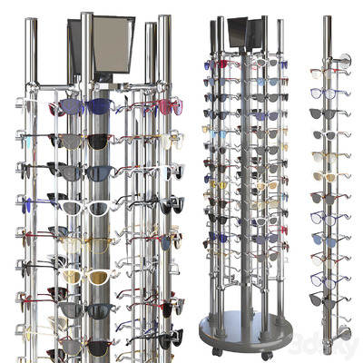 挂满眼镜的柱形架3D模型（OBJ,MAX）