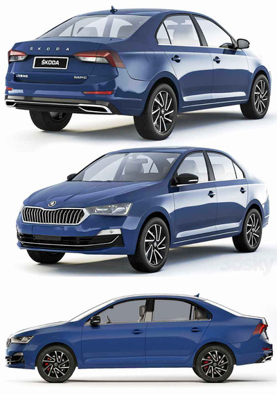 2020斯柯达昕锐Skoda Rapid CN-spec sedan汽车3D模型（OBJ,FBX,MAX）