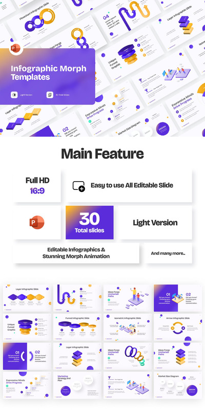 信息图表幻灯片变形 PPT模版 (PPTX)
