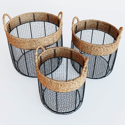 圆形铁丝编织篮3D模型（OBJ,FBX,MAX）