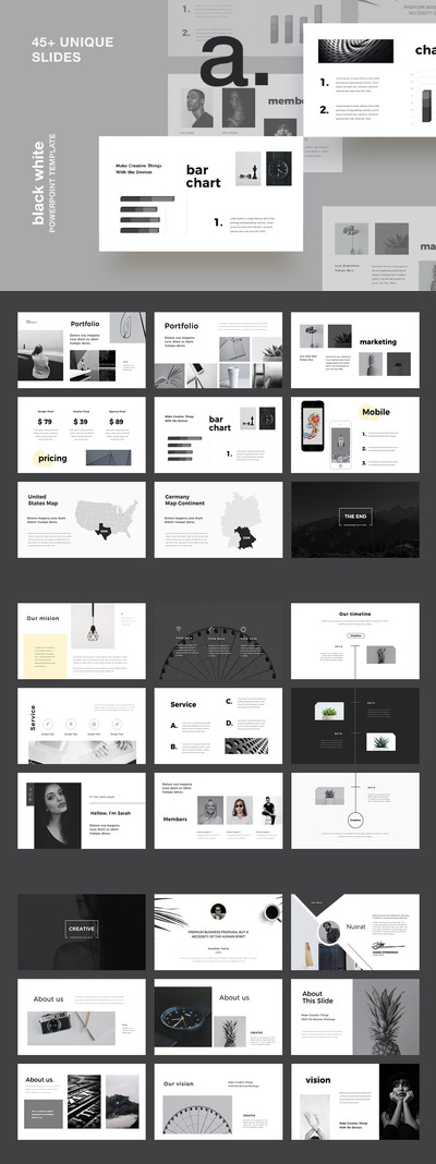 黑白风格产品和风格 PPT模版 (PPTX)