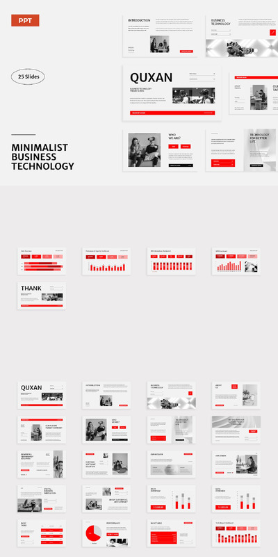 极简灰红科技数字营销PPT模版 (PPTX,PPT)
