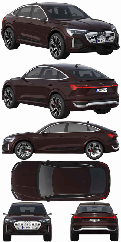 奥迪Audi Q8 Sportback E-Tron电动汽车3D模型（OBJ,FBX,MAX）
