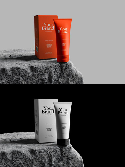 护肤品管和盒展示 - 样机 (PSD,PDF)