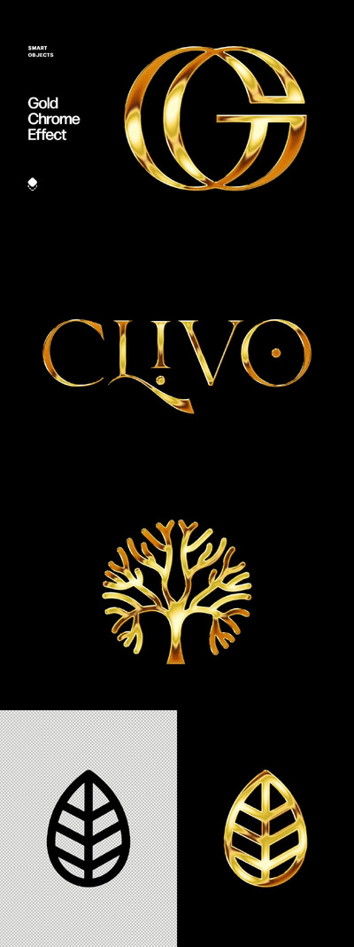 金铬文字和标志效果 (PSD)