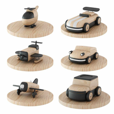 S2VICTOR木质汽车 飞机玩具3D模型（OBJ,MAX）