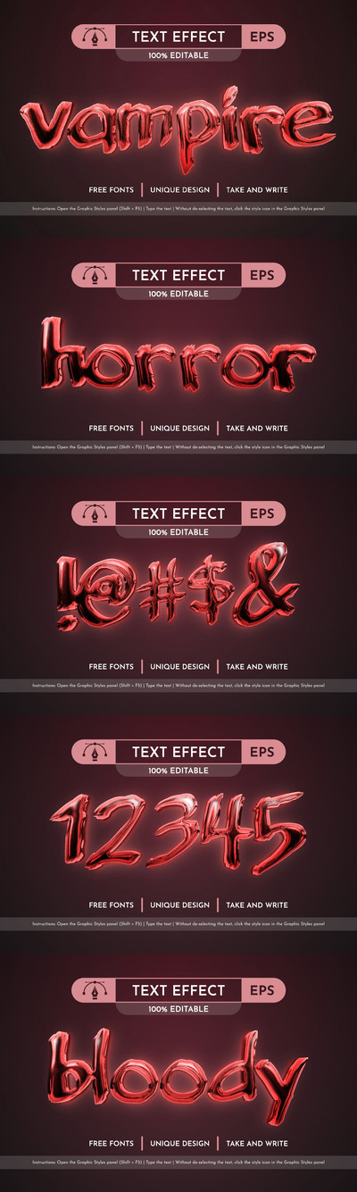 吸血鬼 - 可编辑文本效果，字体样式 (AI,EPS)