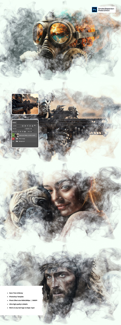 烟雾分散照片效果 (PSD)