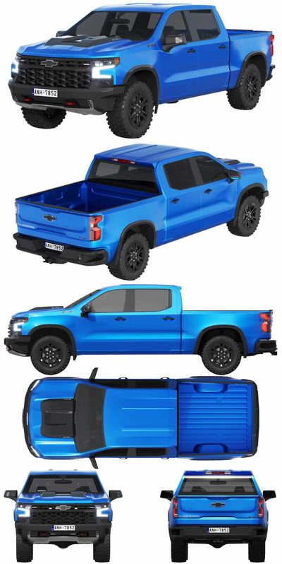 2022款雪佛兰索罗德Chevrolet Silverado ZR2皮卡车 汽车3D模型（OBJ,FBX,MAX）