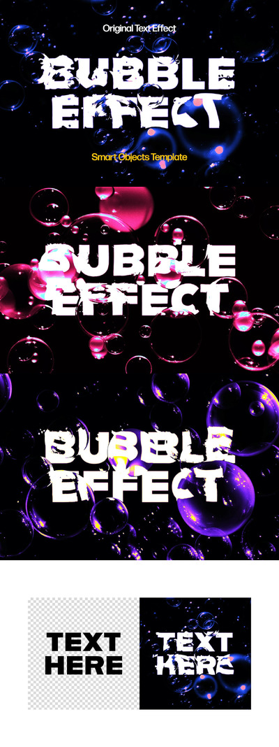 气泡扭曲文字效果 (PSD)