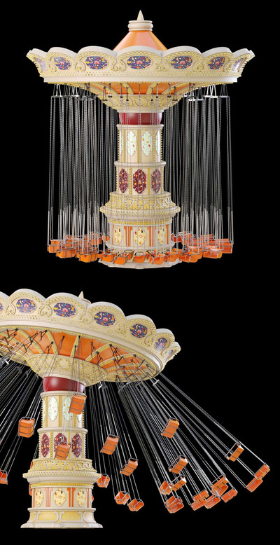 旋转飞车 游乐场 游乐设施3D模型（OBJ,MAX）