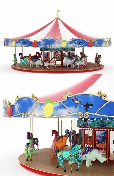 旋转木马 游乐场 游乐设施3D模型（FBX,MAX）